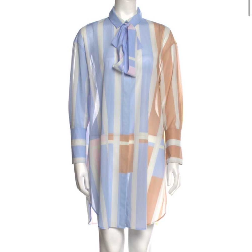 Akris striped mini shirt dress size M Medium